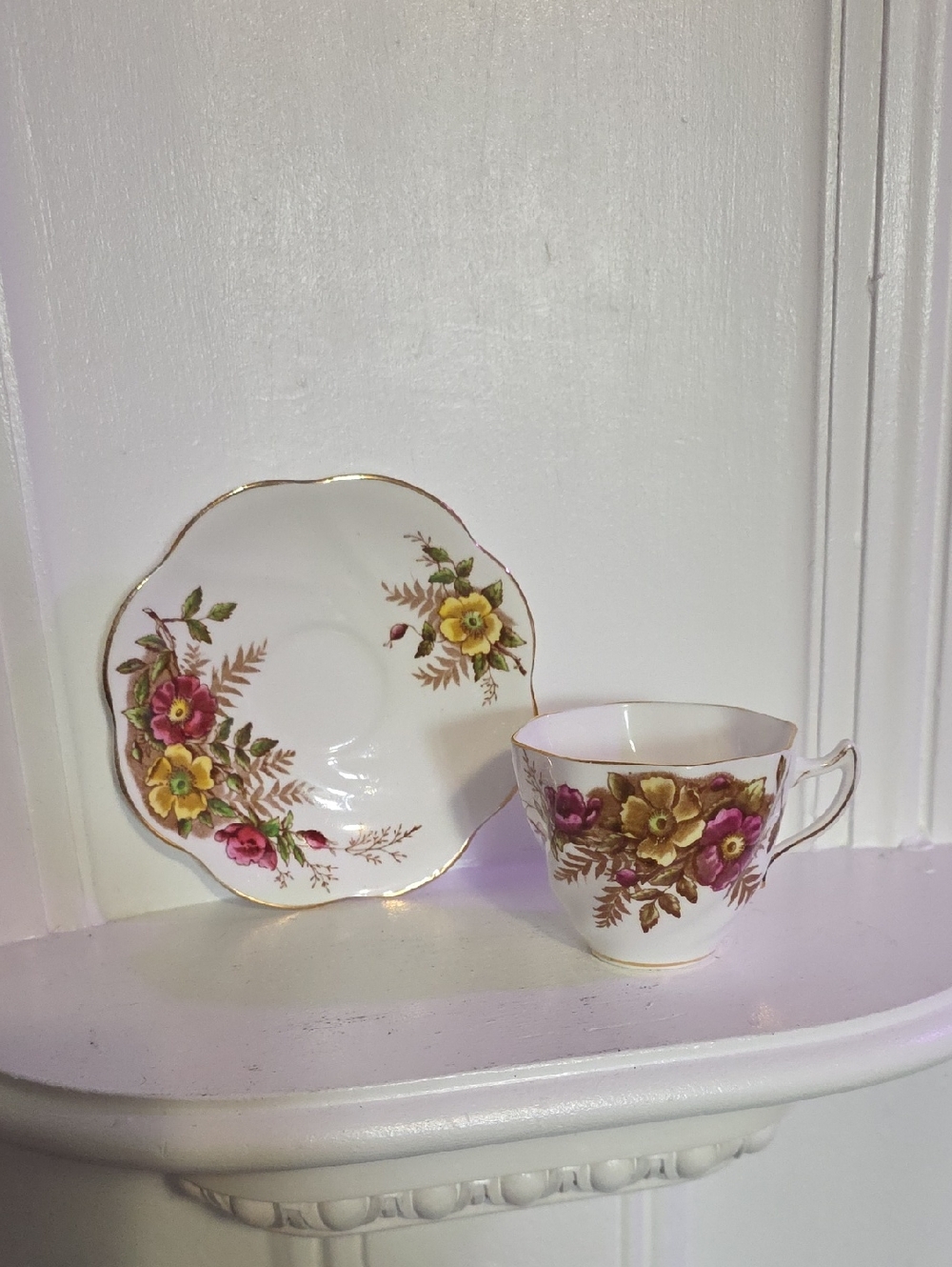vintage Rosina bone china teacup and saucer set made in England. 